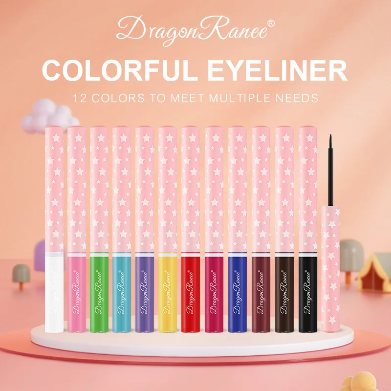 12 Colors Liquid Eyeliner Metallic Colorful Matte Waterproof Eyeshadow Eyeliner Pen Smooth Liquid Eye Liner Pigment Cosmetics