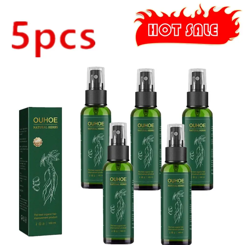 5PCS OUHOE Ginseng Serum Oil With Biotin Essential Liquid Strengthen Hair Root Nourishes Hair Repairing