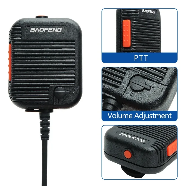 Microfone de alto-falante remoto tático, volume ajustável para Baofeng AR-152, UV-5R, UV-S9 PLUS, Walkie Talkie, rádio bidirecional