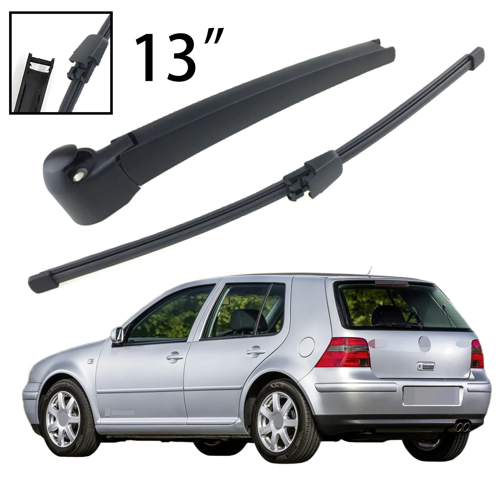 

For VW Golf MK4 IV Hatchback 1997-2002 Car Accessories 13" Rear Windshield Windscreen Washer Wiper Arm Blade Set