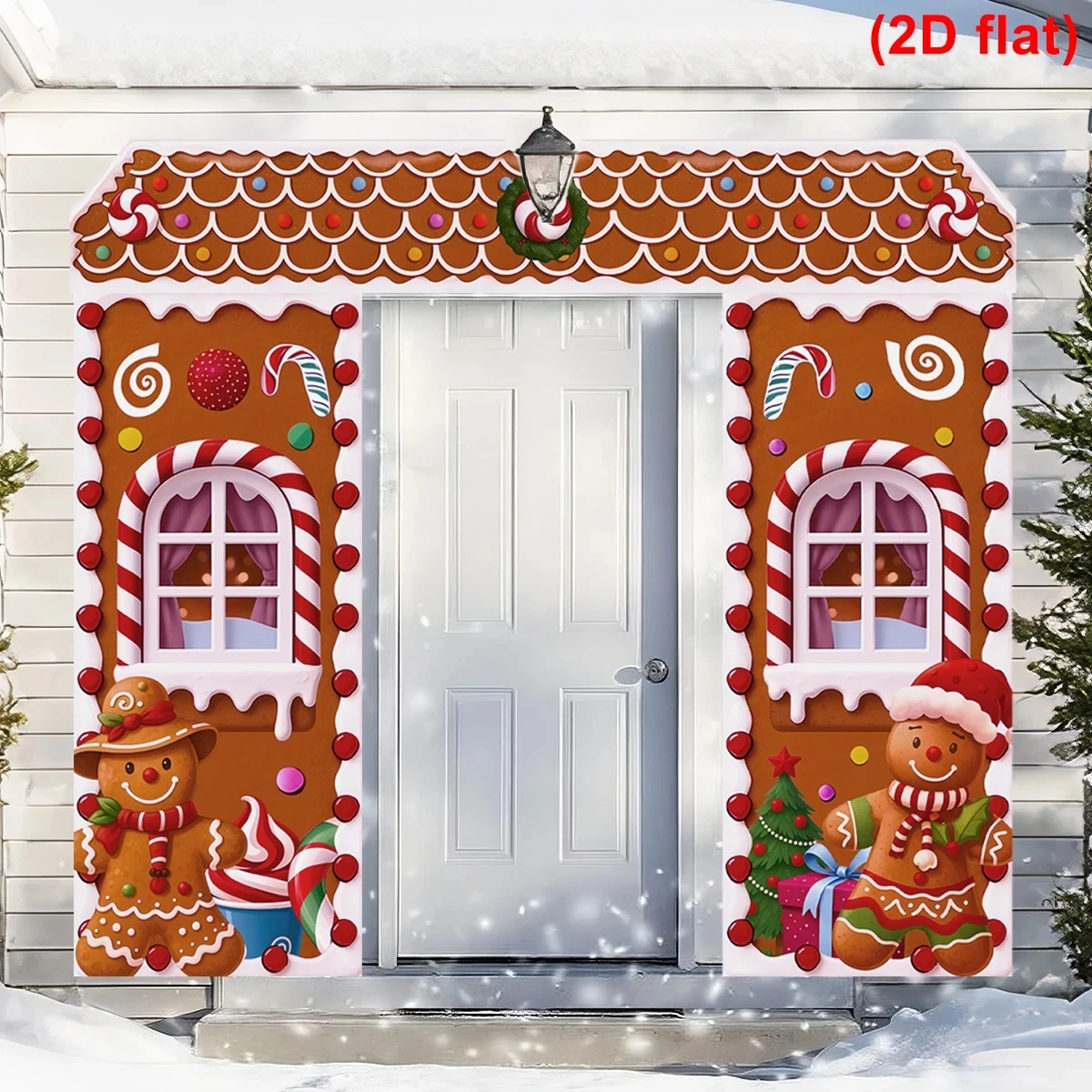 

Christmas Gingerbread Man Banner Couplet Christmas Decor for Home Door Cover Xmas Ornament Navidad Natal New Year Gift