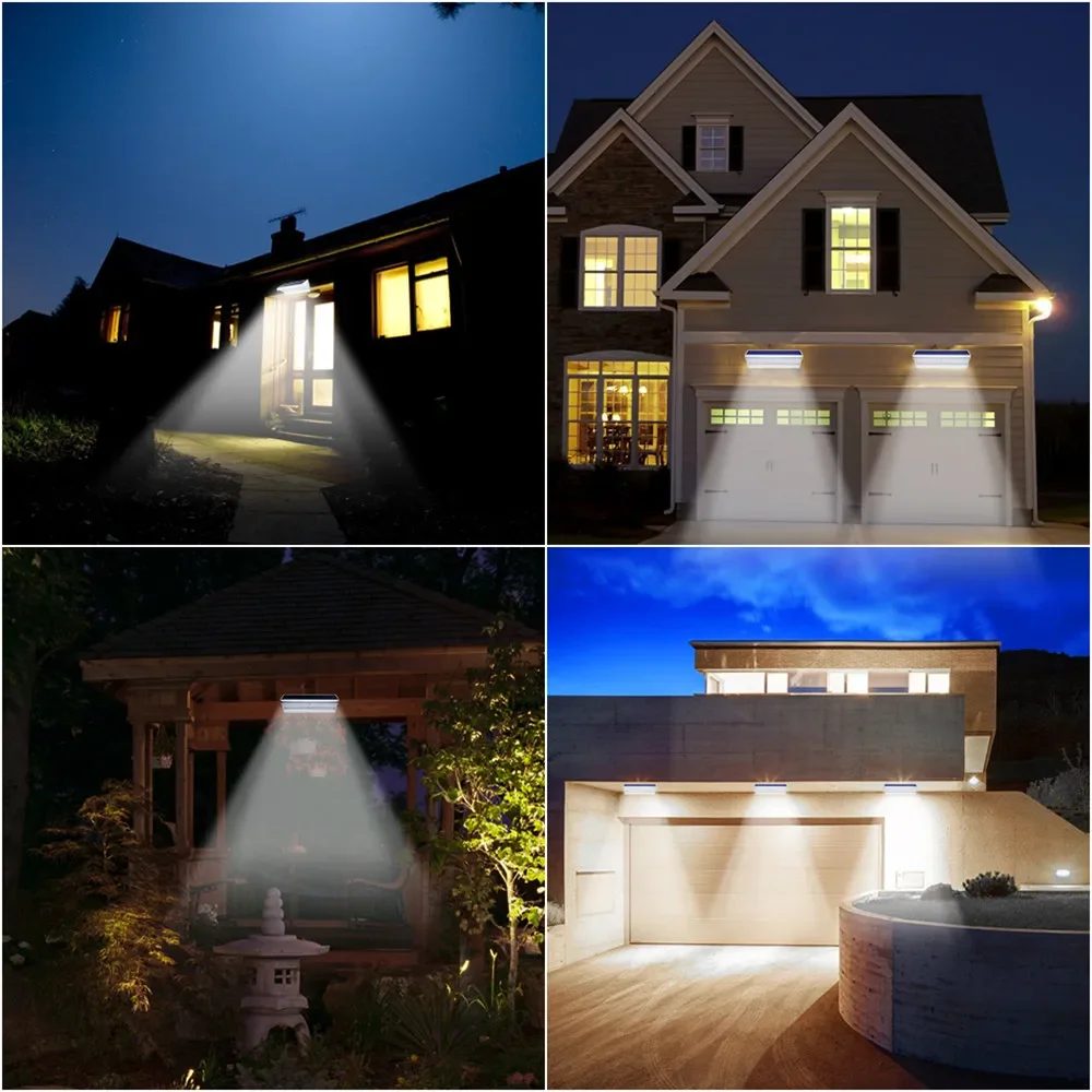 60/48Led Outdoor Solar Wall Light Solar Flood Lights Motion Sensor Waterproof Wall Lamp Metal Housing 1100LM for Garden Lighting