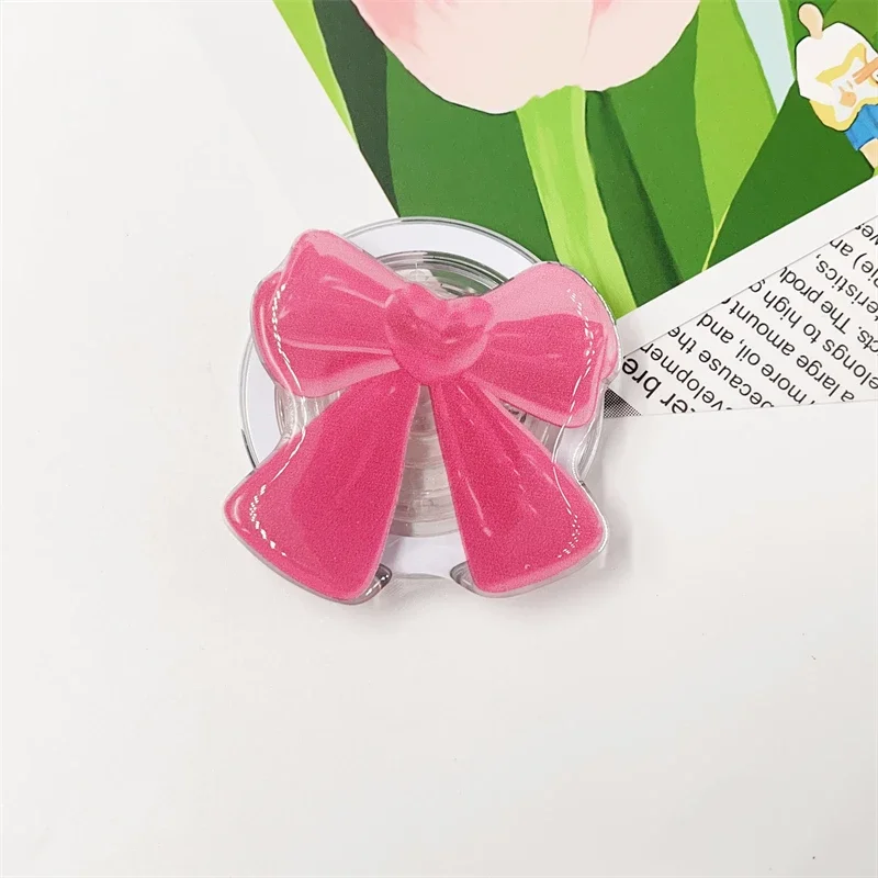 Bonito dos desenhos animados rosa arco magnético titular, aperto superior, suporte do telefone stand, suporte para iphone 16, pad, magsafe, inteligente, coreano