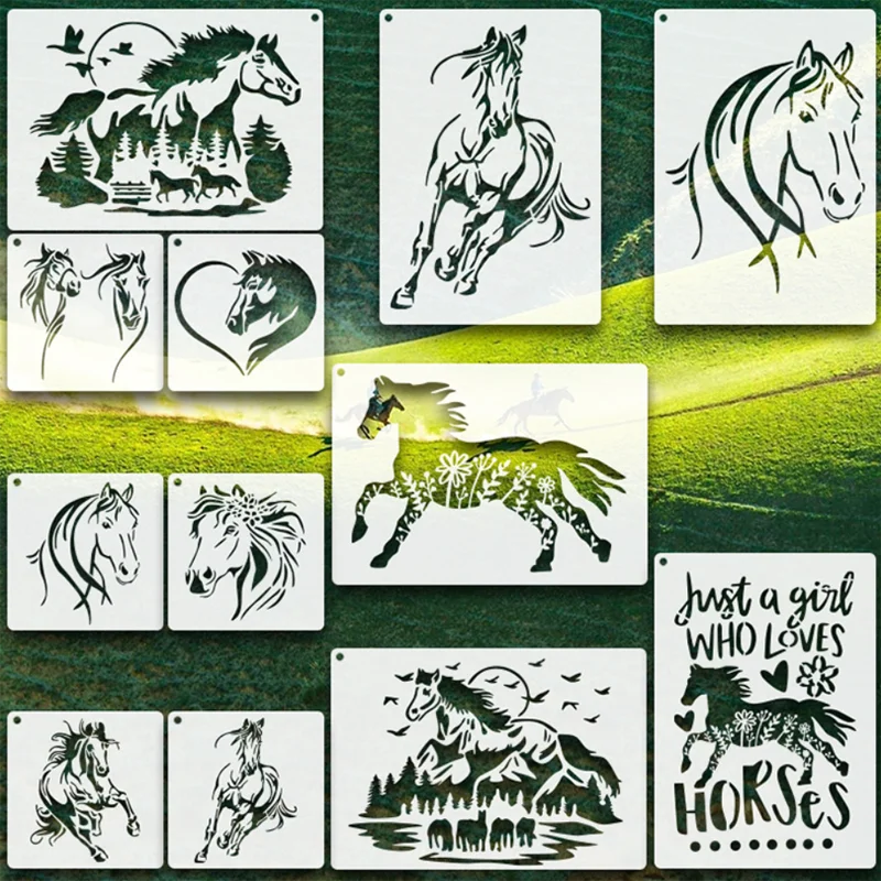 

30*21CM Fine Horse Animal Graffiti Stencil DIY Layering Wall Scrapbook Coloring Embossing Album DecorationCard Painting Template