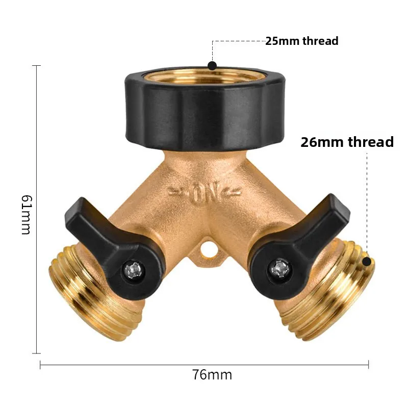 Hot Sale 3/4 Inch Brass Faucet Connections 2-way Faucet Connector, Solid Brass Double Hose Connector for Garden Hose Splitter