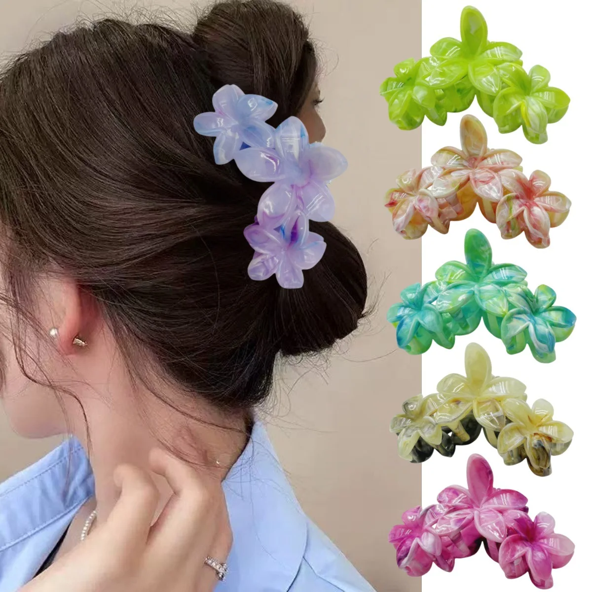 

Popular Marble Egg Flower Catch Clip Versatile Hair Catch Shark Clip Back Head Disc Hair Pin Hair Accessories