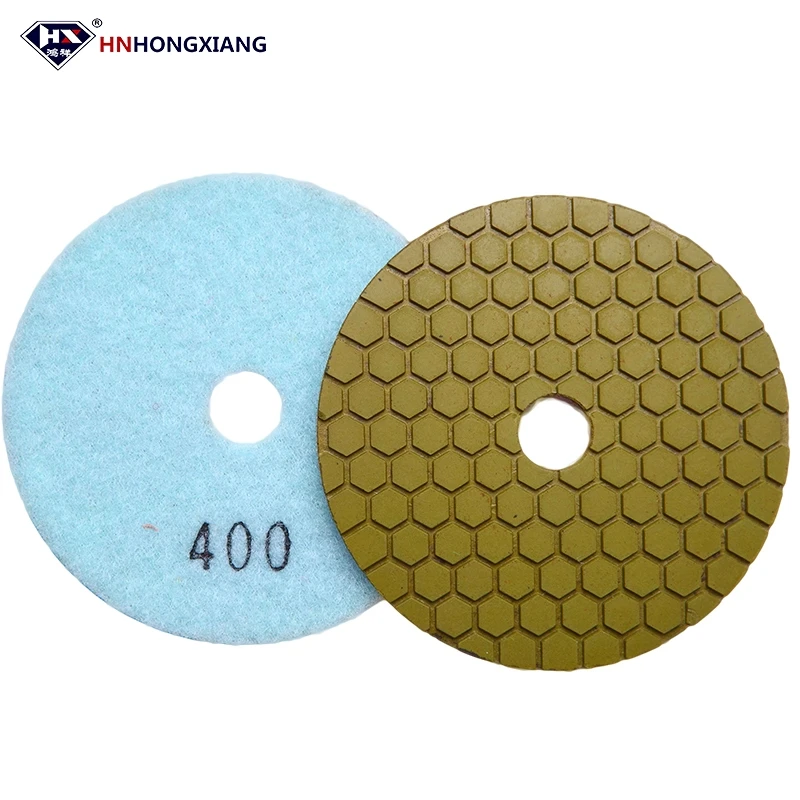 Resin Bond 4 Inch Wet And Dry Angle Grinder Diamond Polishing Pads For Stone Granite Marble Quartz