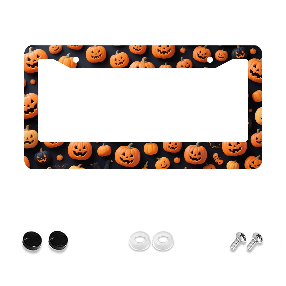 

1 шт. черно-оранжевая рамка номерного знака с 2 отверстиями и рисунком тыквы, алюминиевый материал, 6x12 дюймов с набором винтов, ретро-новинка C
