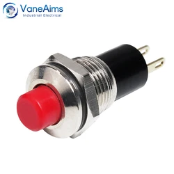 10MM Micro Switch with Fixation Latching Self-locked Mini Push Button Switches 2 pins 1NO Normally Open Contact 3A/125V 1A/250V