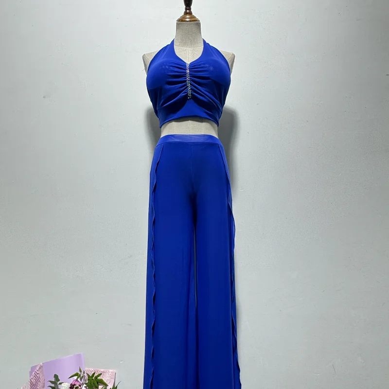 Customized Belly Dance Costume Practice Dress Pants Hanging Neck Top Pants Practice Outfit Team Class Clothes