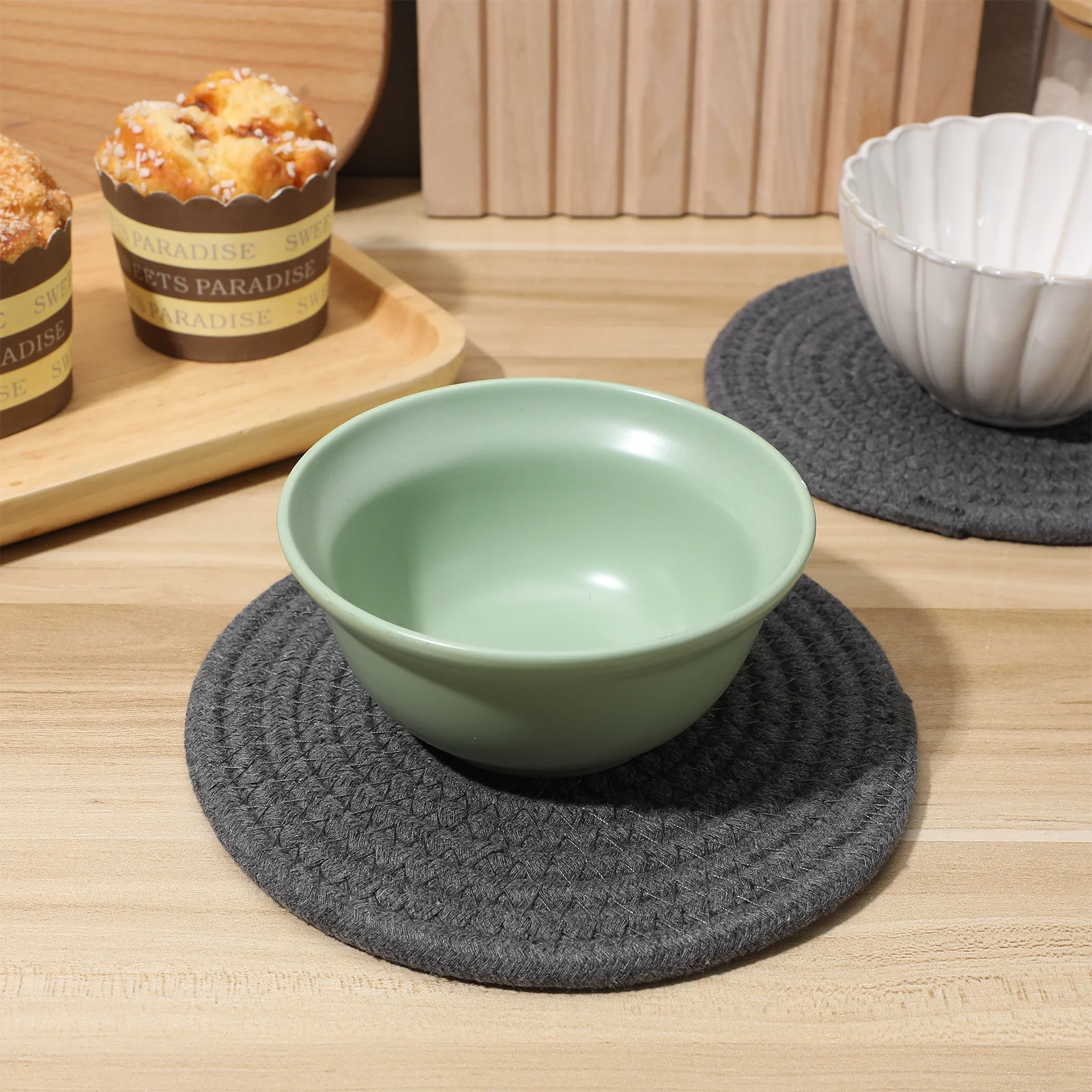 

1Set Cotton Placemats Round Woven Coasters Trivets for Hot Dishes Pot Holders Home Decor Round Placemats Trivets for Hot Dishes