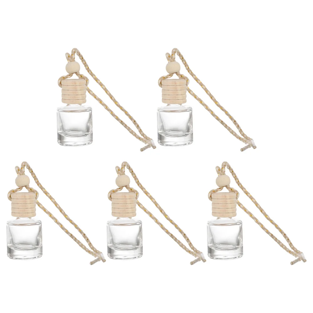 

5Pcs Car Air Freshener Bottle 8Ml Refillable Clear Glass Pendant for Car Diffuser Hanging Aromatherapy Essential Oil