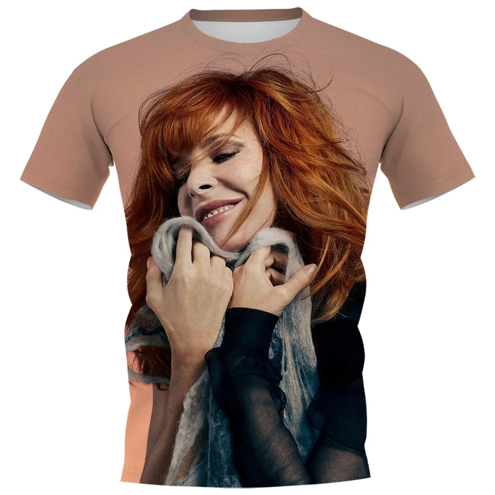 Summer Mylene Farmer T-Shirts Singer 3D Print Streetwear Men Women Casual Oversized Short Sleeve T Shirt Kids Tees Tops Clothing