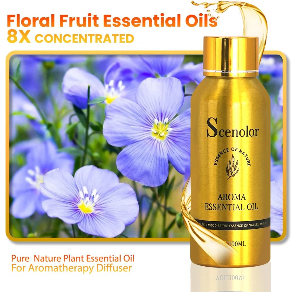 100ML Flower Fruit Essential Oils Room Fragrance For Diffuser Home DIY Making Candle Soap Perfume Oil Peach Mandarin Lime Linen