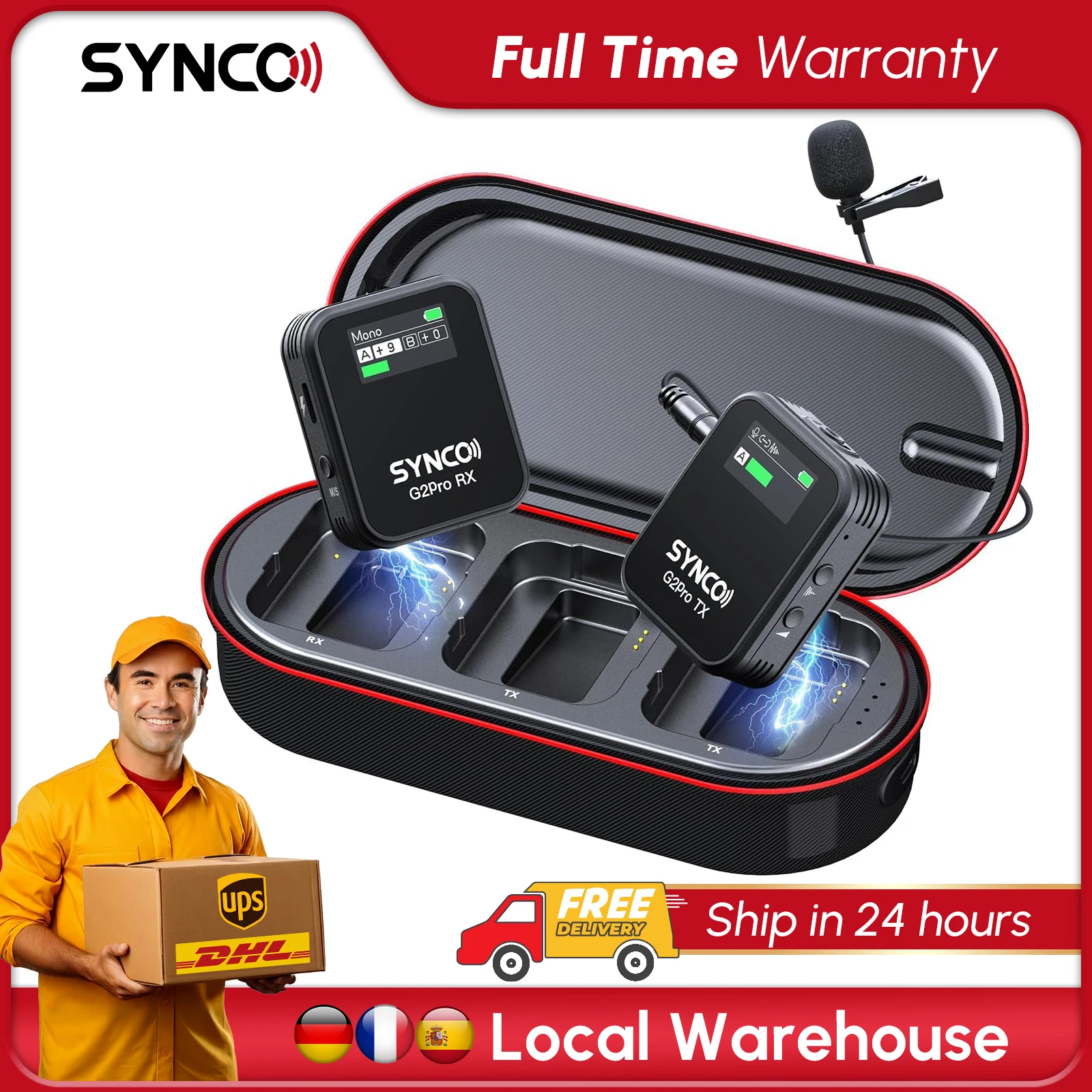 

SYNCO Wireless Lavalier Microphone, G2(A1) Pro 2.4G Dual Wireless Lapel Microphone with Charging Case 656FT 8H for Vlog Live