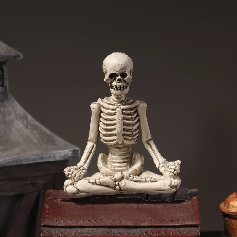 تمثال مهرجان الراتنج المزخرف ثلاثي على شكل جمجمة الهالوين لإنشاء جو العطلة في المنزل وغرفة النوم وغرفة المعيشة