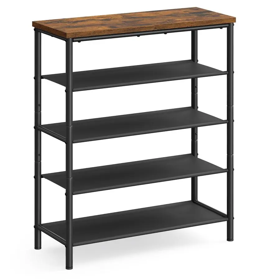 

Shoe Rack, 5Tier Shoe Storage Organizer for Entryway and Closet, Holds 1216 Pairs of Shoes, 4 Fabric Shelves, Steel Frame, Indus