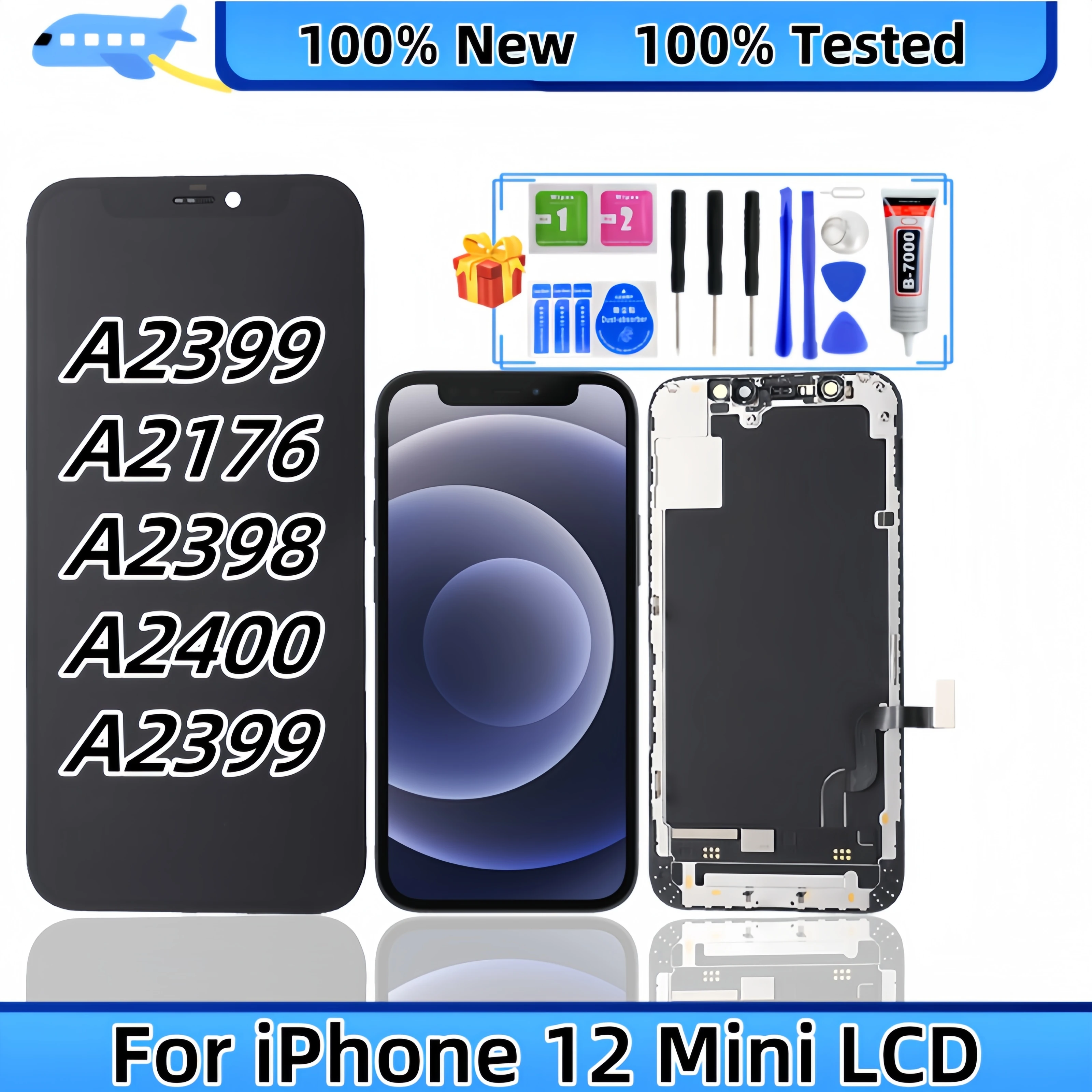 LCD Display Touch Screen Digitizer Assembly Replacement,Fit for iPhone 12 Mini, A2399, A2176, A2398, A2400, A2399, A2399