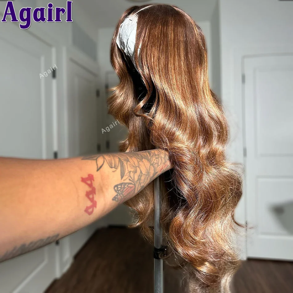 Highlight Brown Blonde 13x6 Lace Frontal Wigs Human Hair PrePlucked Ready To Wear 13x4 Body Wave Lace Front Wigs For Black Women