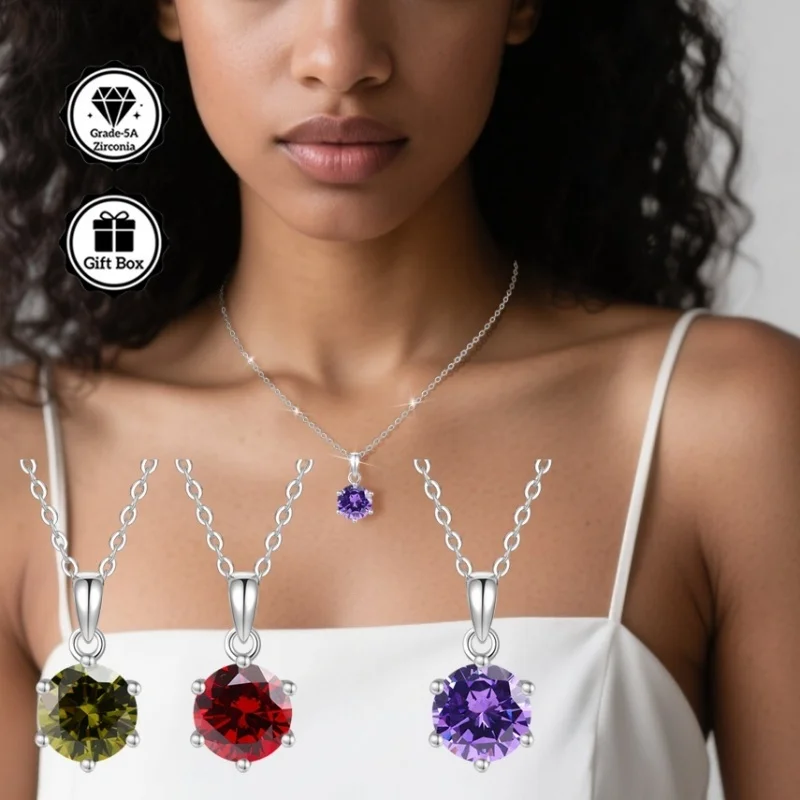 

LAMVOICE 2 carat zirconia necklace, Jewelry for women, christmas gift, high quality gift,S925 sterling silver necklace