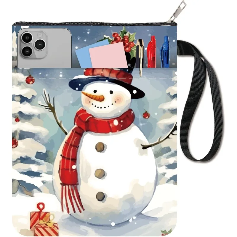 1 Stück Schneemann-Buchhülle, Weihnachts-Buchhülle, Buchschutz für Taschenbücher, waschbarer Stoff-Buchhülle mit Reißverschluss