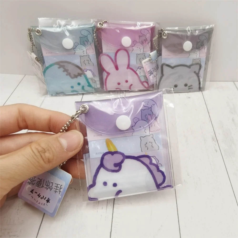 Kawaii Sticky Notes Cartoon Cat Portable Index Label Stickers Notes with Mini Snap Adhesive Cover School Stationery Supplies