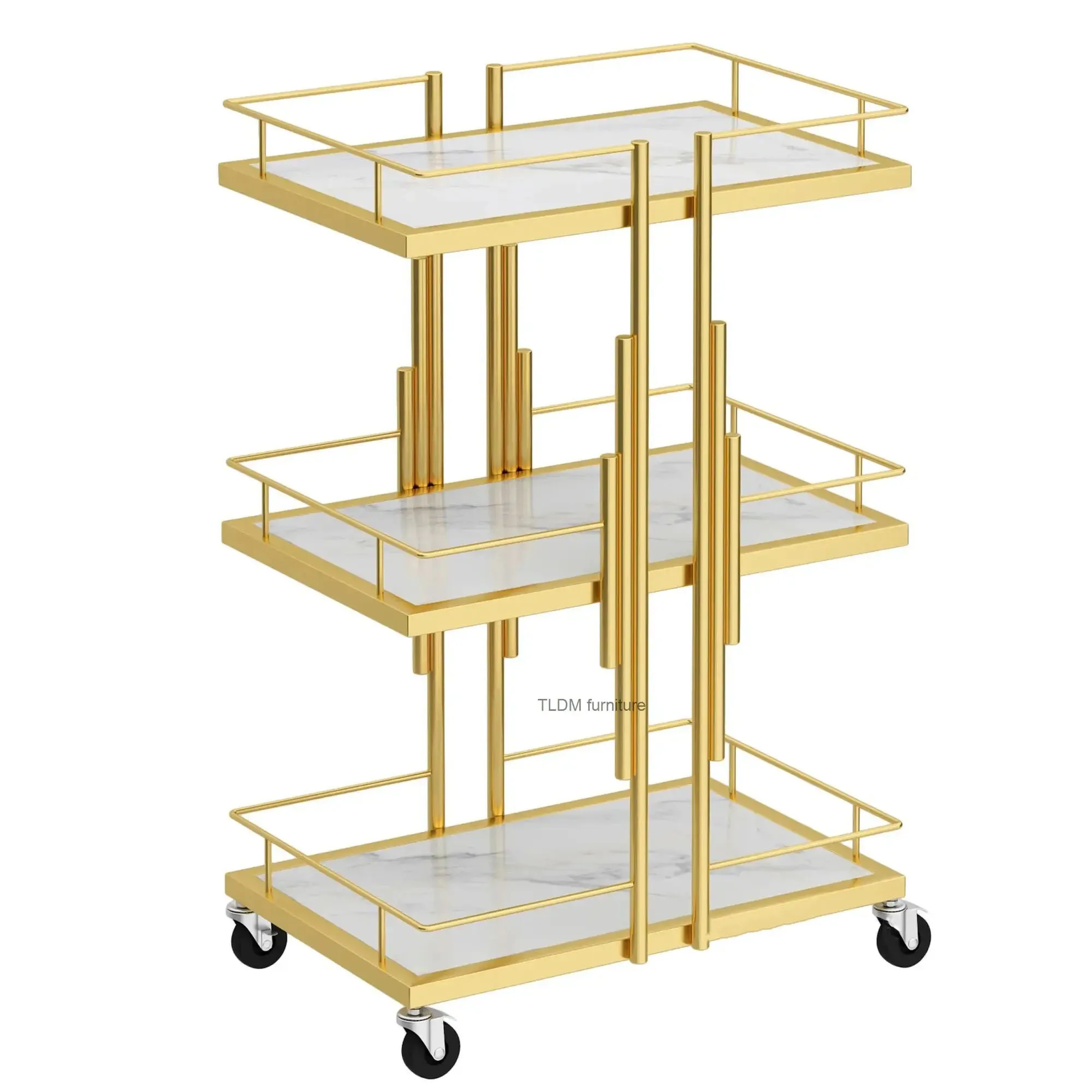 Luxury Iron Salon Trolleys Salon Furniture Manicure Mobile Tools Trolley Modern Commercial Multi-layer Storage Beauty Cart