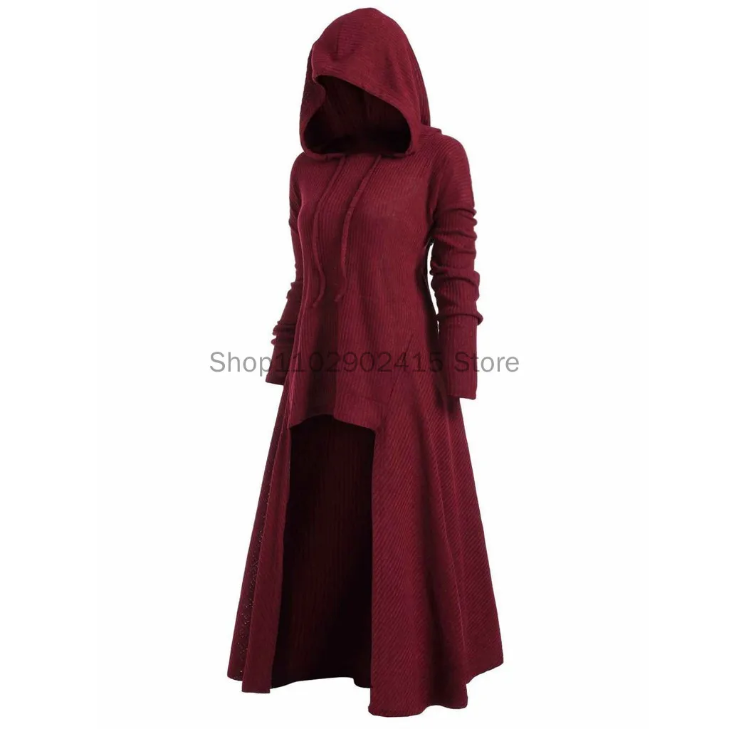 Medieval Gothic Steampunk Women Hooded Jacket Plus Size Winter 2023 Coat Female Long Womens Jackets Elastic Solid Coat