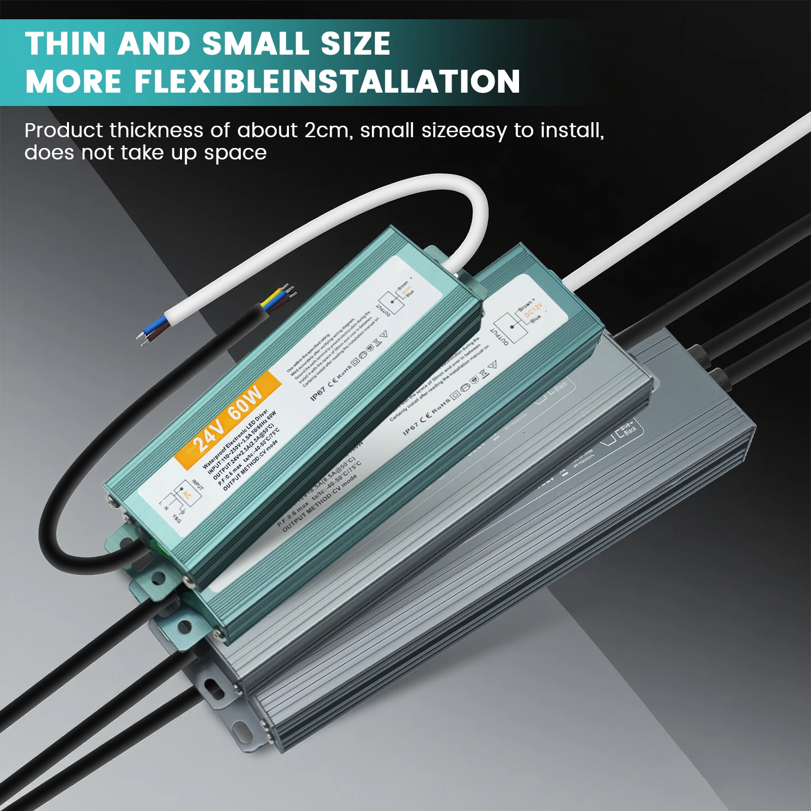 مقاوم للماء إمدادات الطاقة IP67 في الهواء الطلق LED الإضاءة محول AC110V-250V إلى تيار مستمر 12 فولت 24 فولت LED سائق 100 واط 200 واط 300 واط 400 واط 500 واط 600 واط