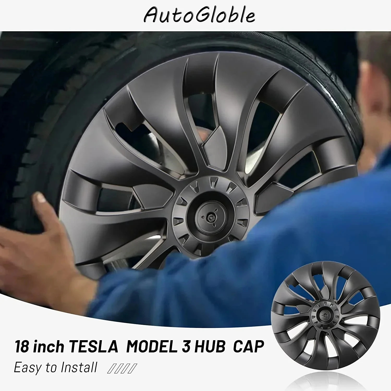 4PCS Hub Cap Performance Replacement Wheel Cap Automobile Full Rim Cover Accessories for Tesla Model 3 18 Inch Hubcap 2018-2023