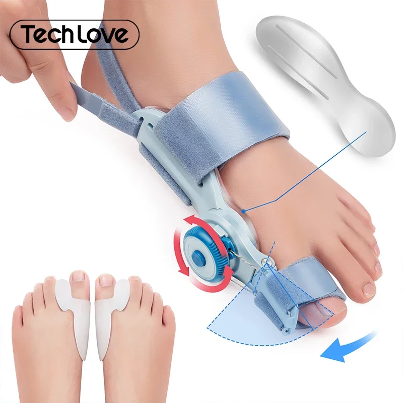 

Tech Love Bunion Corrector Adjustable Knob Bunion Brace Splint Hallux Valgus Orthopedic Toe Straightener Relief Foot Pain