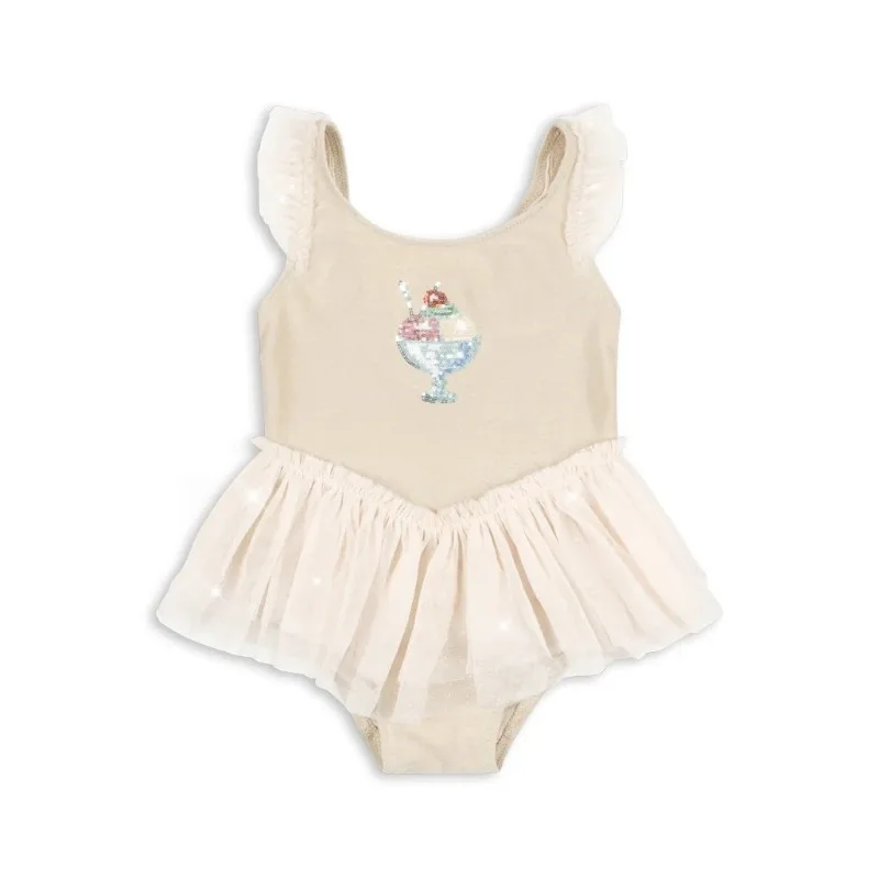 

Купальники для девочек с фруктовыми пайетками, детский слитный купальник, милый блестящий купальный костюм, комплект бикини из двух частей с принтом мороженого