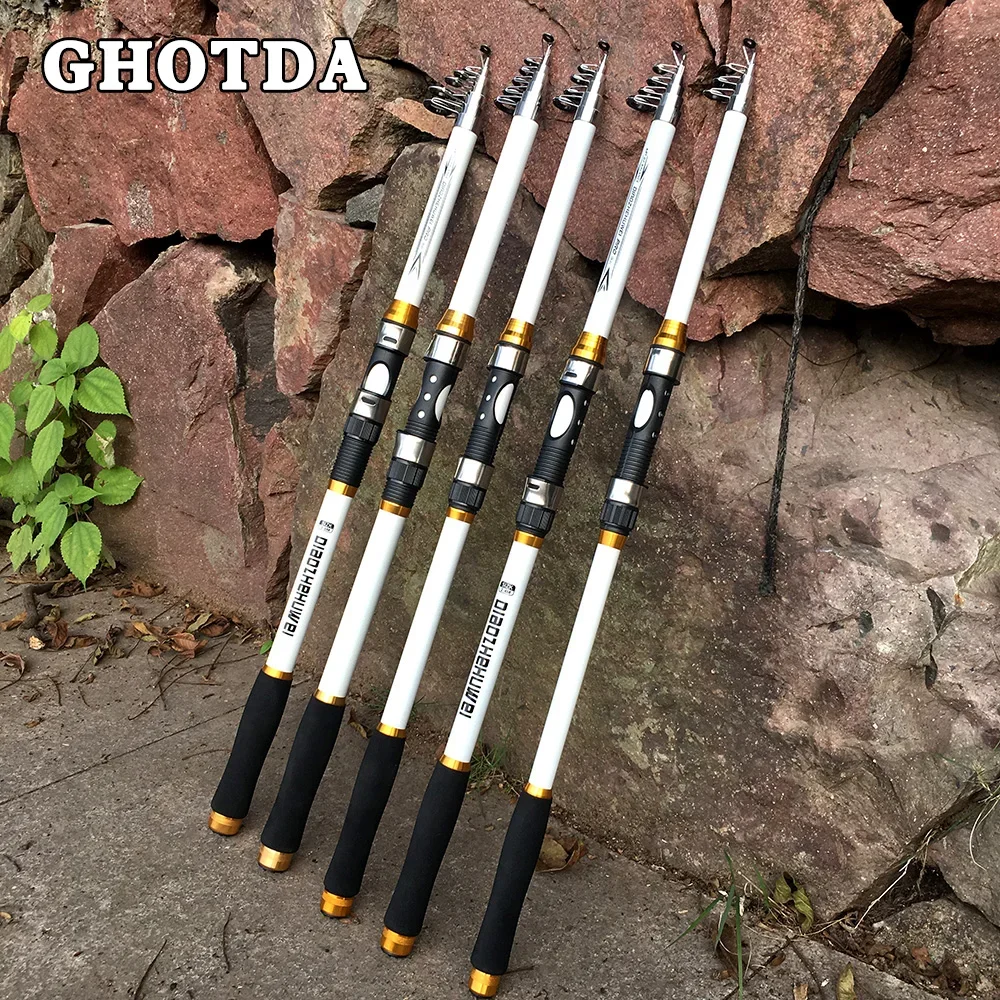 High Quality Sea Fishing Rod FRP 2.1M 2.4M 2.7M 3.0M 3.6M Carbon Lure Travel Rod Super Strong Perch Feeder Anti-corrosion White 