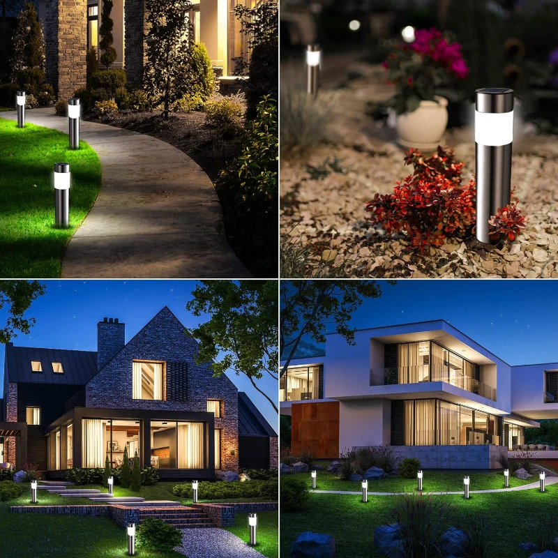 Imagem -02 - Solar Garden Lights Led Impermeável Iluminação da Paisagem para o Pátio Lawn Yard Pathway Lights Exterior Aço Inoxidável