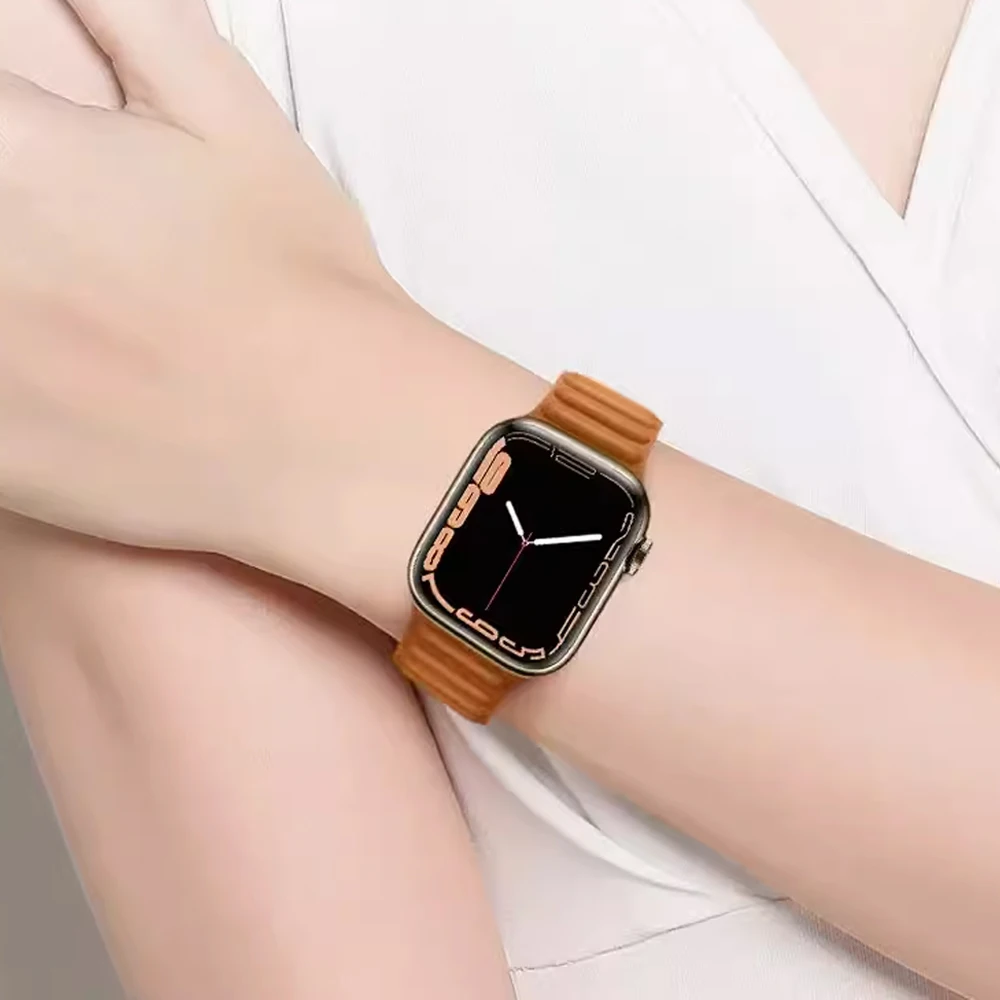 Lederarmband für Apple Watch 49mm 46mm 42mm 41mm Original Magnetisches Schlaufenarmband iWatch 12 11 10 9 8 7 SE Ultra 2 3 4 – Detail 6