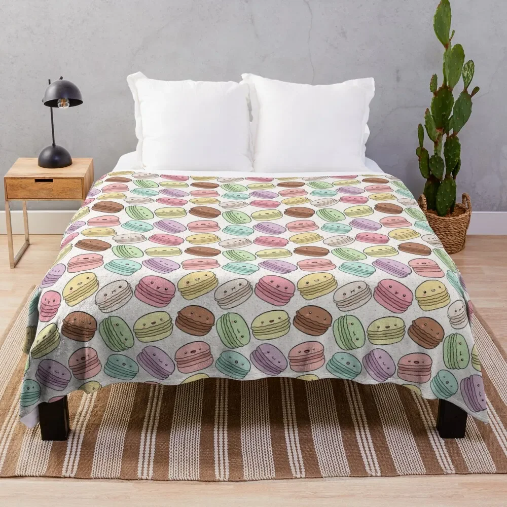 

Cute pastel colorful macarons pattern Throw Blanket Modern Design Soft Blanket for Home Decor