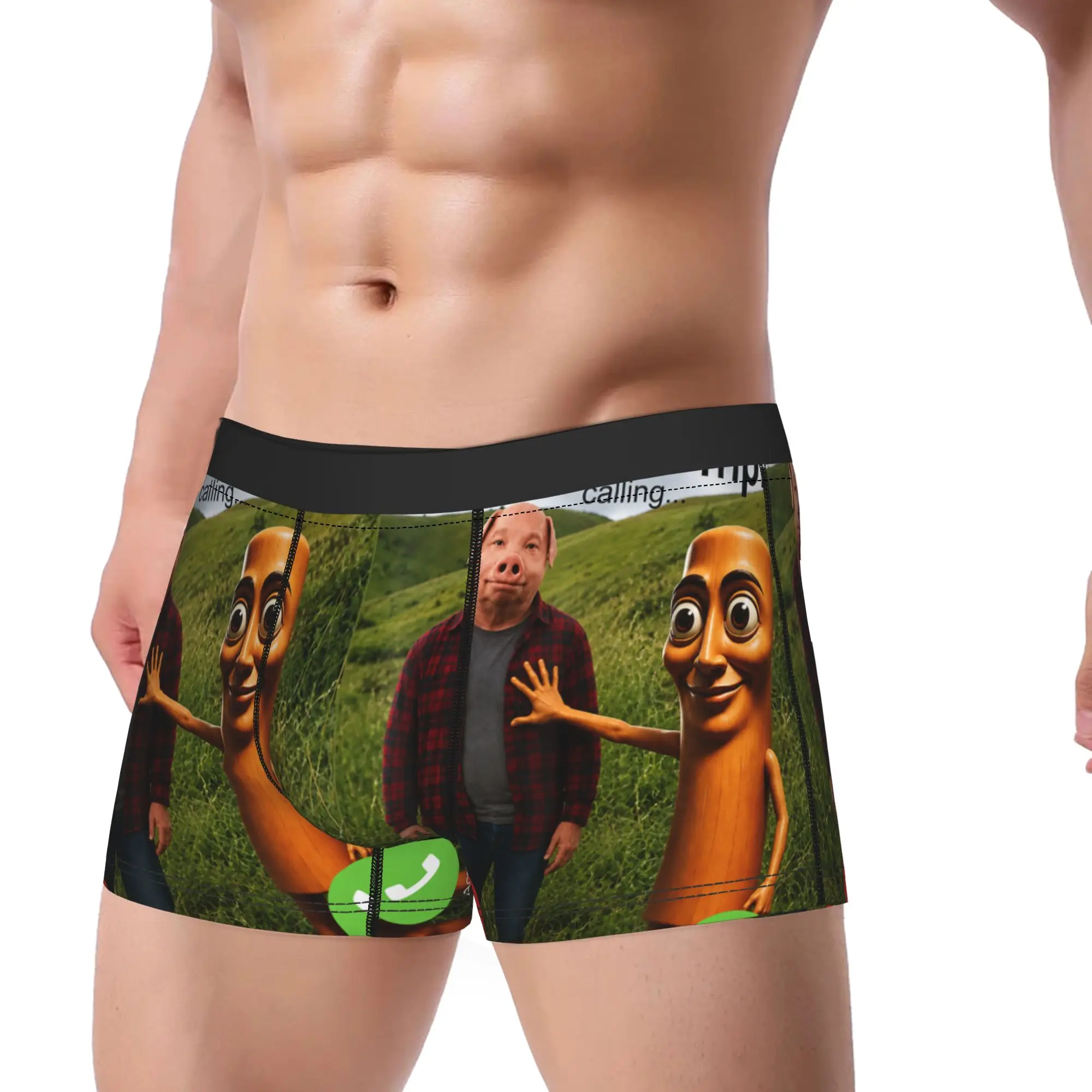 John Pork Triple T Calling Funny Viral Meme Brainrot Boxer Shorts Pouch Underwear High Quality Boxer Brief Novelty Men Panties