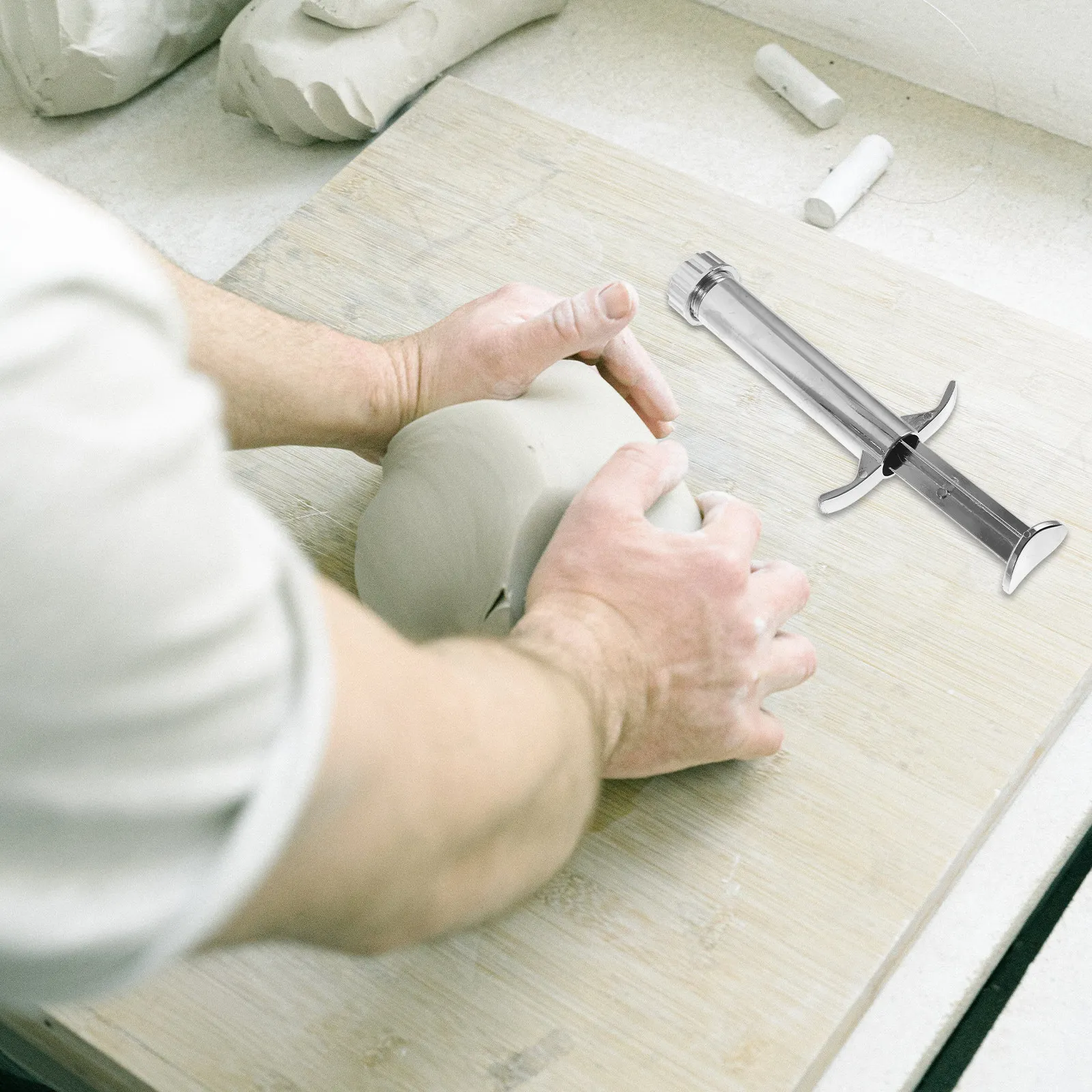 

Набор портативных экструдеров для глины с корпусом из нержавеющей стали и сменными насадками, инструмент для формовки глины для художественной лепки и скульптуры