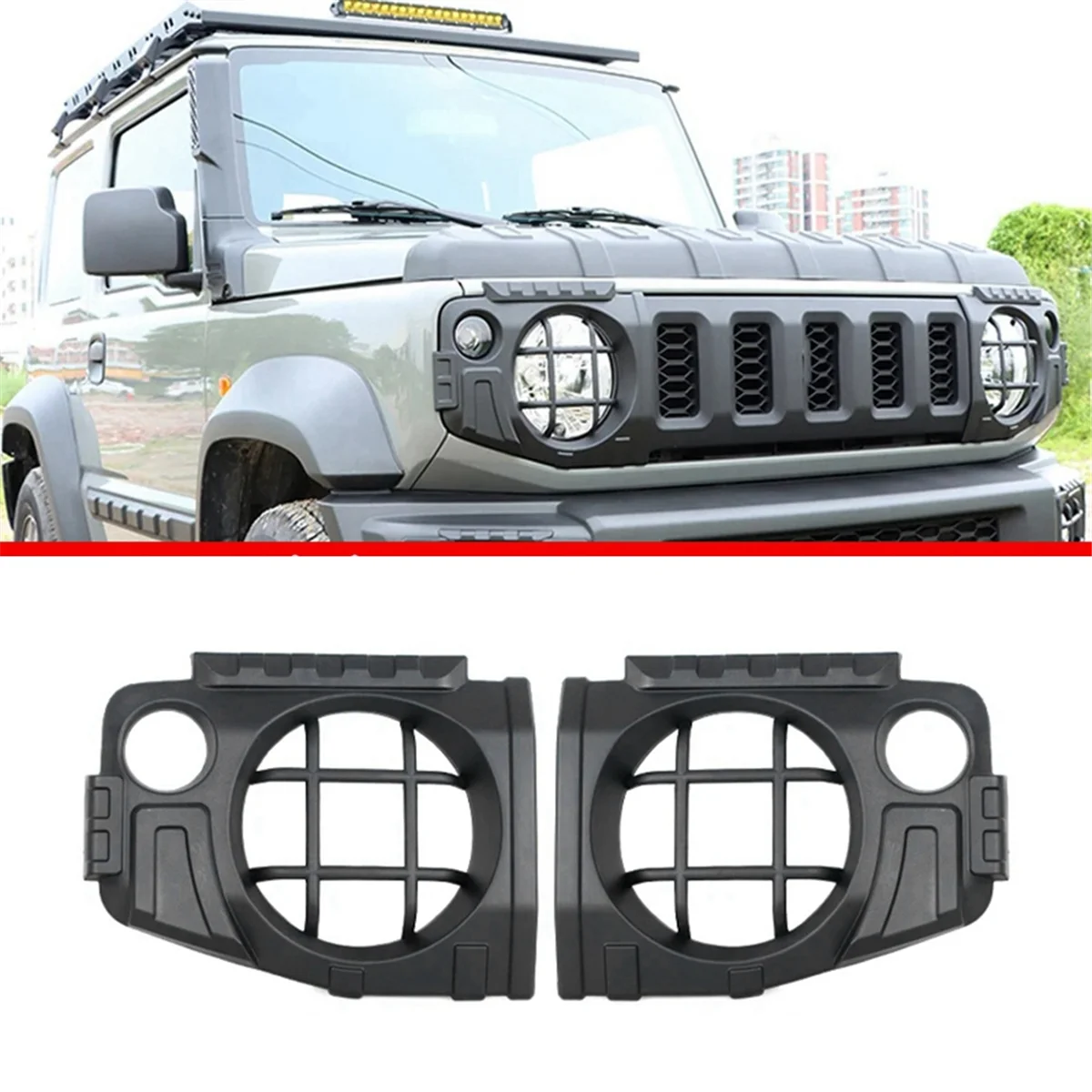 2 Stück Auto Front scheinwerfer abdeckung für Suzuki Jimny JB64 Sierra JB74W 2013-2017 modifizierte Scheinwerfers chutz abdeckung