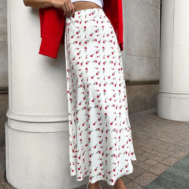 

Юбка женская в стиле Street Style с цветочным принтом, длинная, А-силуэт, повседневная, плиссированная, до щиколотки, весна-лето 2026, винтажная, свободного кроя