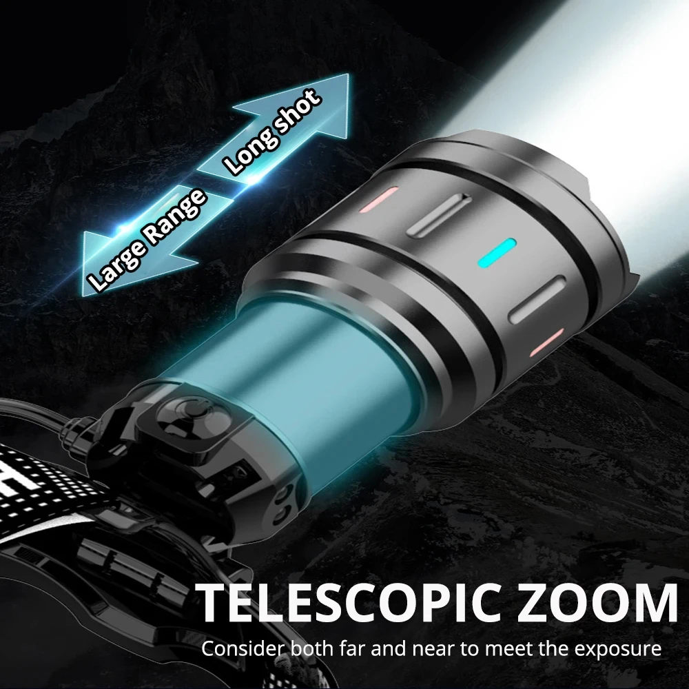 2025 New High Power 800W LED Headlight 500000000LM Super Bright Zoom Waterproof Headlamp Outdoor Camping Work Hunting Lantern