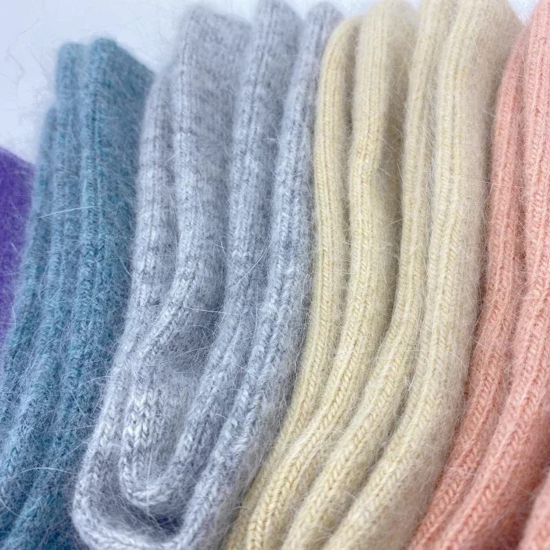 Шерстяные носки, женские зимние теплые женские носки, супер плотные однотонные овечьи шерстяные носки против холодного снега, мягкие 1 пара