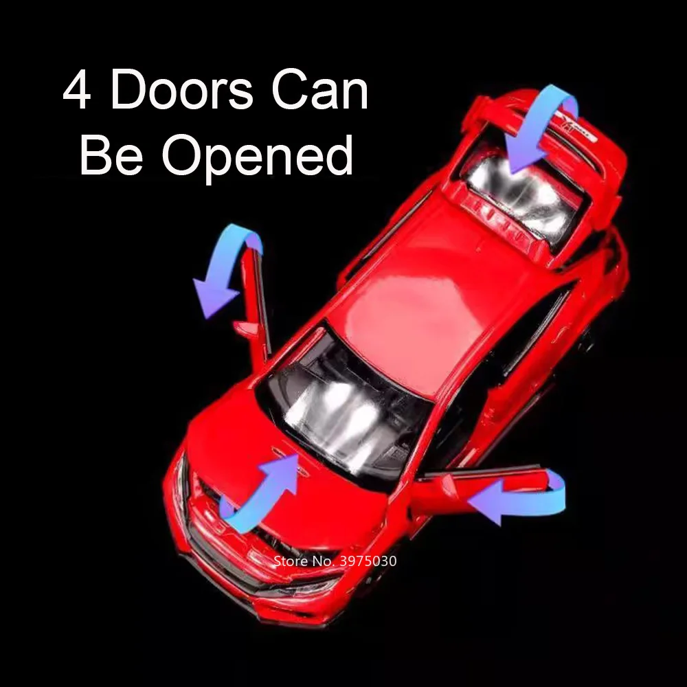 1:32 Honda Civic type-r alliage modèle voitures moulé sous pression jouets roue retirer voiture avec musique légère véhicule Miniature enfants Festival cadeaux