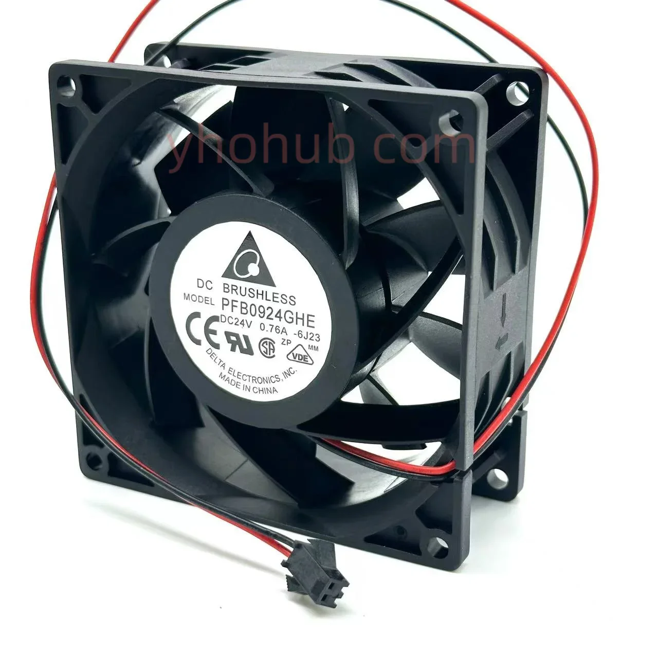 Delta Electronics PFB0924GHE 6J23 DC 24V 0.76A 90x90x38mm 2-Wire Server Cooling Fan