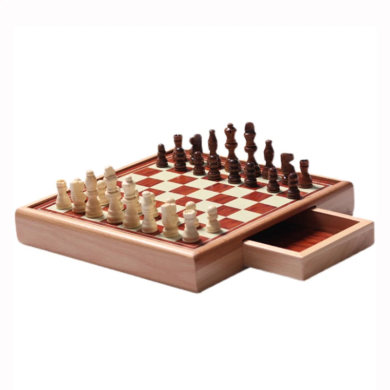 

Portable Wooden Chess Set Professional Board Games for Children Foldable Chessboard Outdoor Travel Table Game Decorative Chess