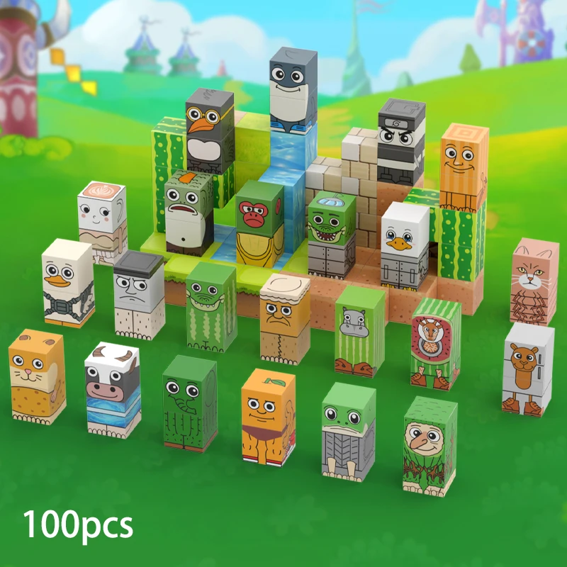 100 pièces blocs magnétiques Tung Tung Sahur blocs de construction magnétiques Tralalero Tralala jouet sensoriel éducatif pour enfant cadeau de noël