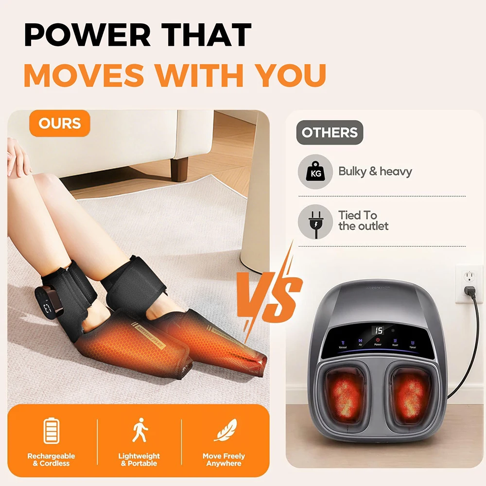 Bild 7: Fußmassagegerät, 2er-Pack Kabelloses Fußmassagegerät mit Wärme, Luftkompression und Vibrationsmassage, Elektrisches Fußmassagegerät für beide Füße, Knöchel, Ferse, Fußsohle, Fußgewölbe