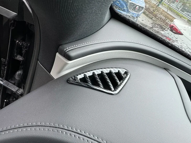 غطاء منفذ فتحة تهوية بنمط ألياف الكربون ، زخارف لوحة القيادة ، إطار الحافة ، مناسب لمرسيدس بنز E-Class E200 ، من من من من من من من ألياف الكربون