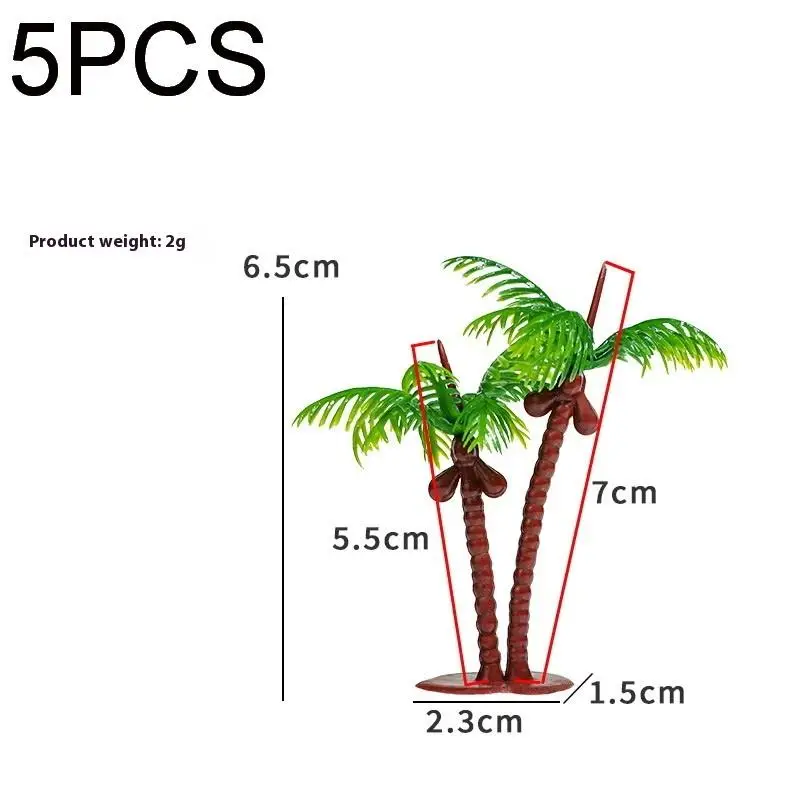 5PCS DIY Park Rainforest Train Railroad Decor Dollhouse Simulation Coconut Palm Tree Model Building Landscape Miniature Tree