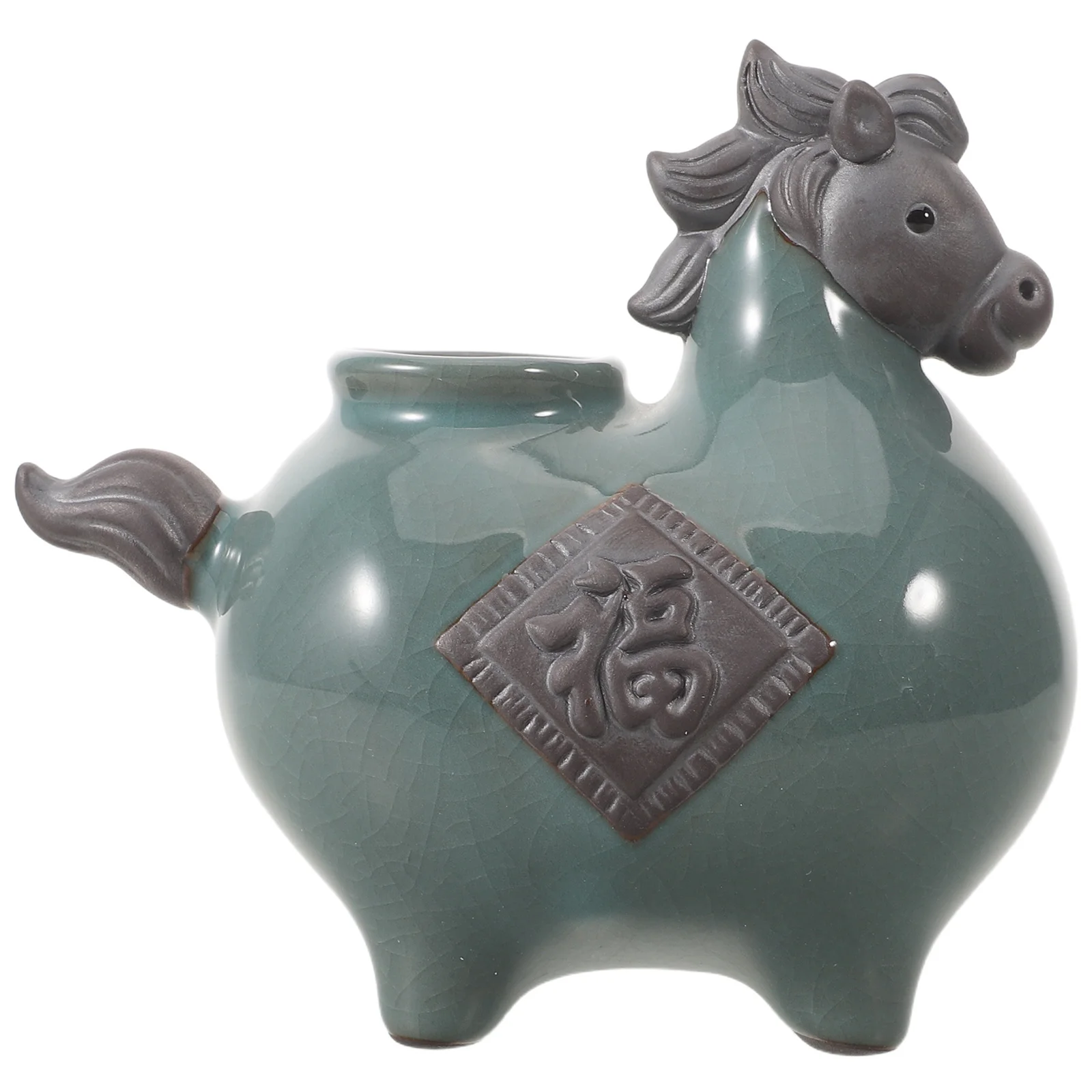 

Ceramic Horse Shaped Flower Vase Porcelain Dried Flower Pot Table Decoration Chinese New Year Elegant Home Decor
